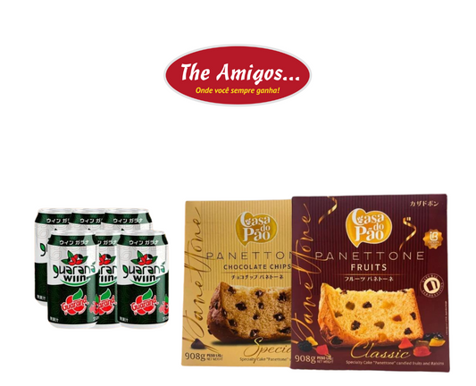 KIT PANETONE CASA DO PÃO (CHOCOLATE OU FRUTAS) + 6 LATAS DE GUARANÁ WIIN